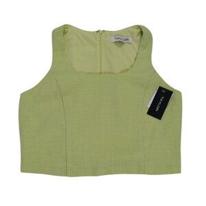 Taylor Womens Size 10 Lime Green Textured Crop Top With Back Zipper Closure, NWT